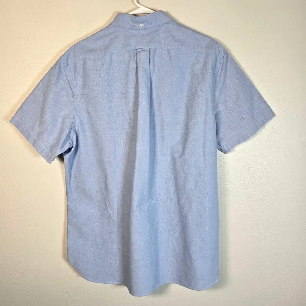 Polo Golf Ralph Lauren Shirt L Blue Cotton Oxford Contrast Pocket Preppy Classic